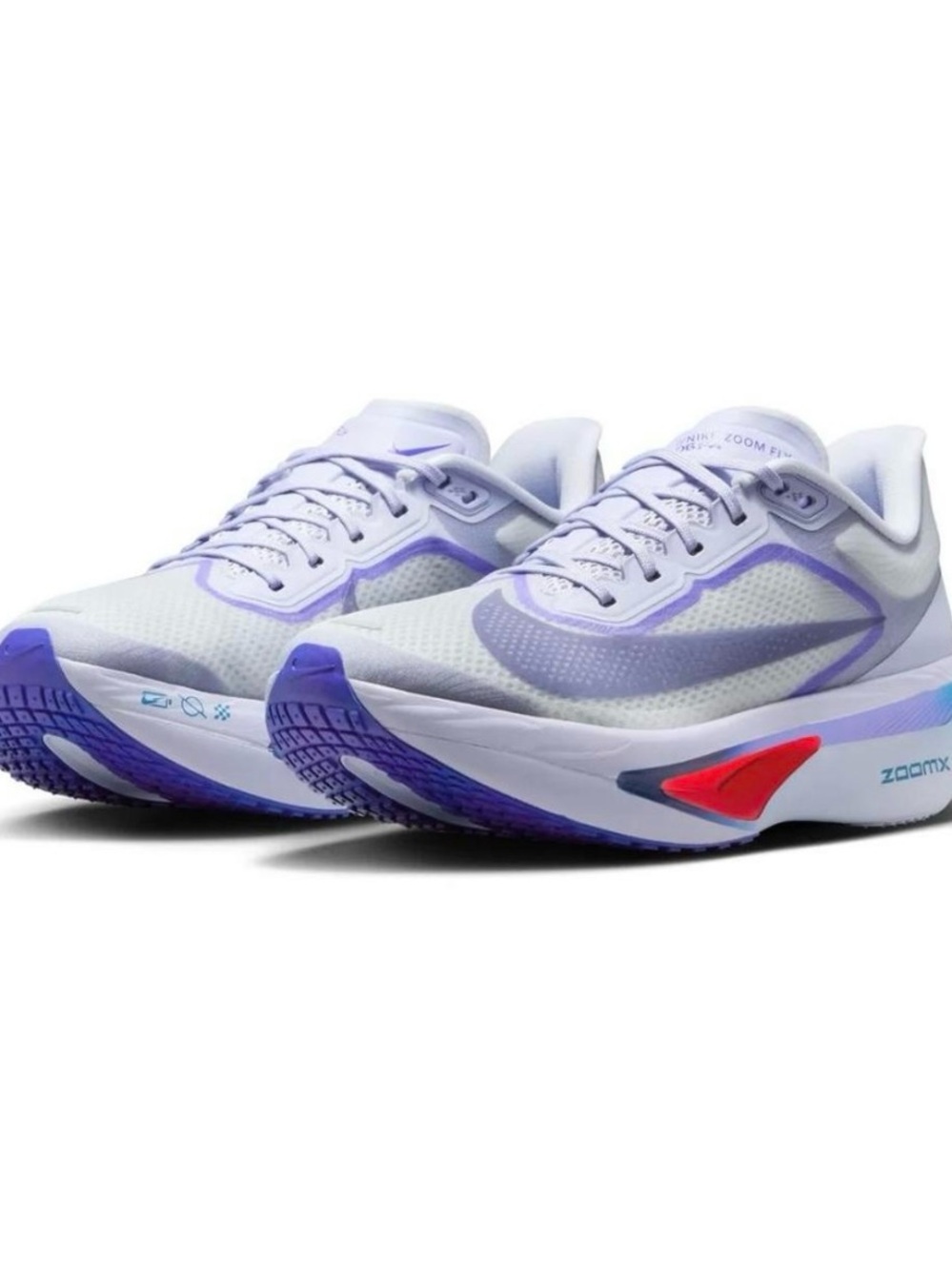 Nike Women's Zoomfly 6 Running Shoes in Lavender, White and Red Accent